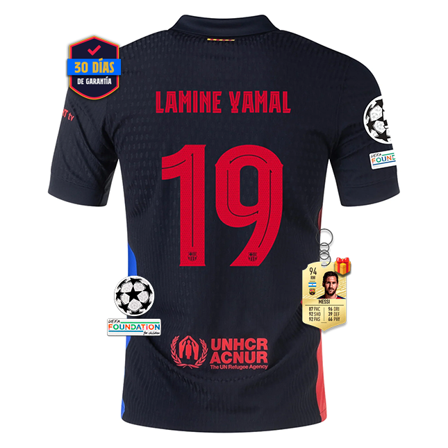 #19 LAMINE YAMAL Camiseta Barcelona Away Authentic Player 2024/2025 UCL Font