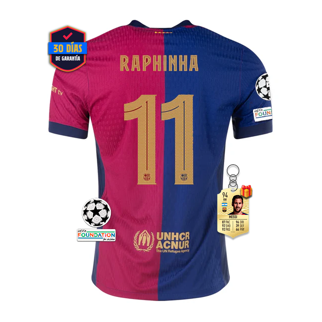 #11 RAPHINHA Camiseta Barcelona Home Mujeres 2024/2025 La Liga Font