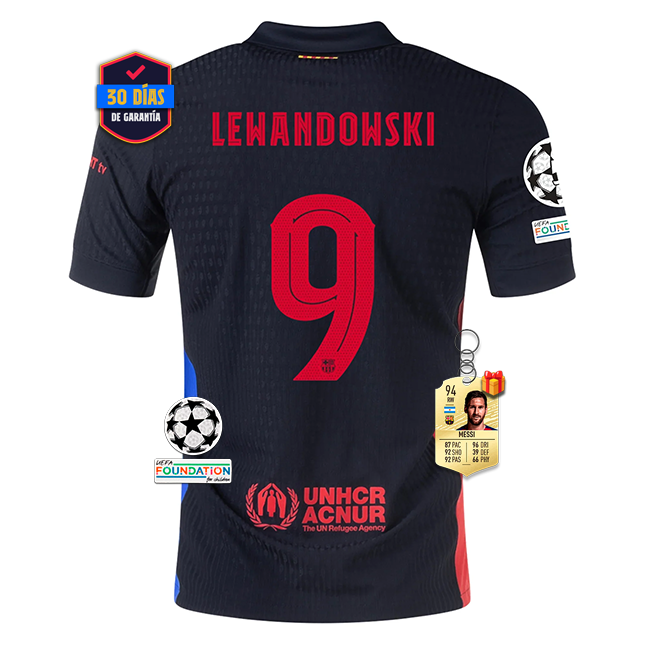 #9 LEWANDOWSKI Camiseta Barcelona Away Authentic Player 2024/2025 UCL Font