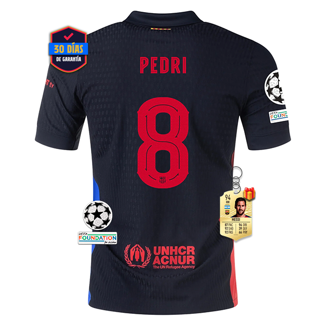 #8 PEDRI Camiseta Barcelona Away Authentic Player 2024/2025 UCL Font