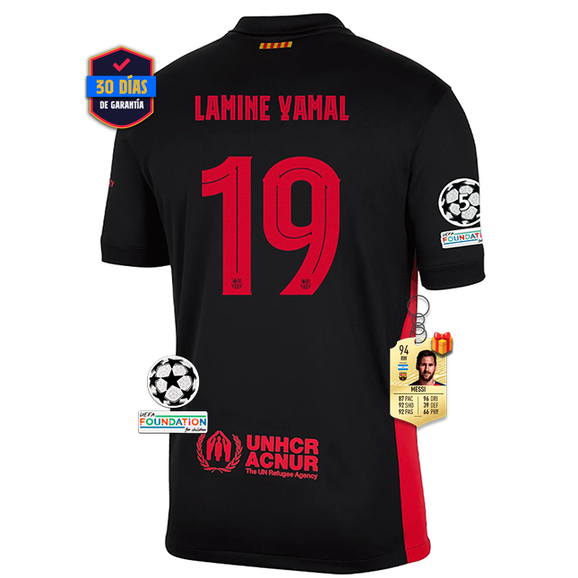 #19 LAMINE YAMAL Camiseta Barcelona Away 2024/2025 UCL Font