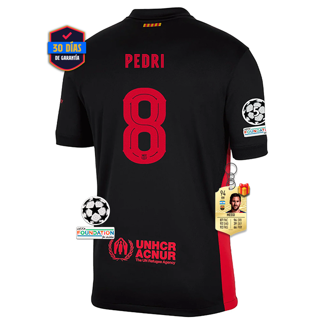 #8 PEDRI Camiseta Barcelona Away 2024/2025 UCL Font