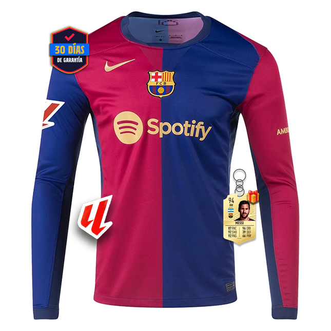 #9 LEWANDOWSKI Camiseta Barcelona Home Manga Larga 2024/2025 La Liga Font