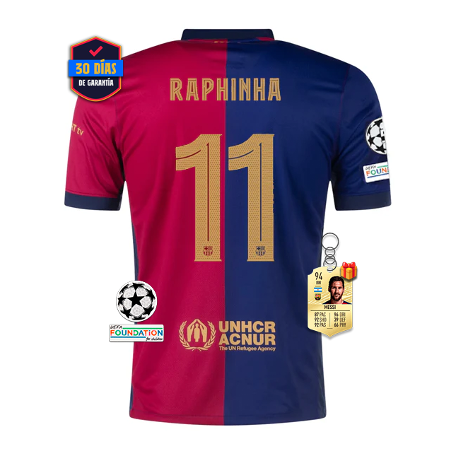 #11 RAPHINHA Camiseta Barcelona Home 2024/2025 UCL Font