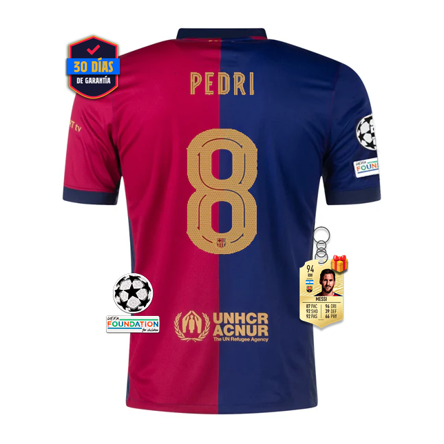 #8 PEDRI Camiseta Barcelona Home 2024/2025 UCL Font