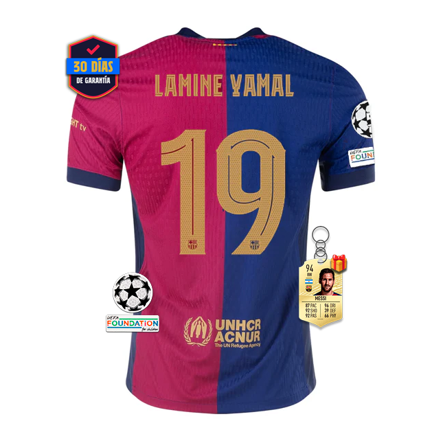 #19 LAMINE YAMAL Camiseta Barcelona Home Authentic Player 2024/2025 UCL Font