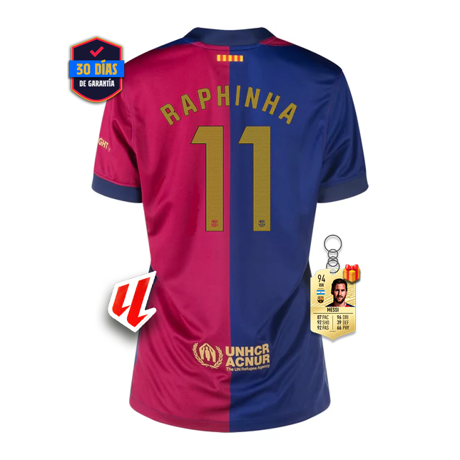 #11 RAPHINHA Camiseta Barcelona Home Mujeres 2024/2025 La Liga Font