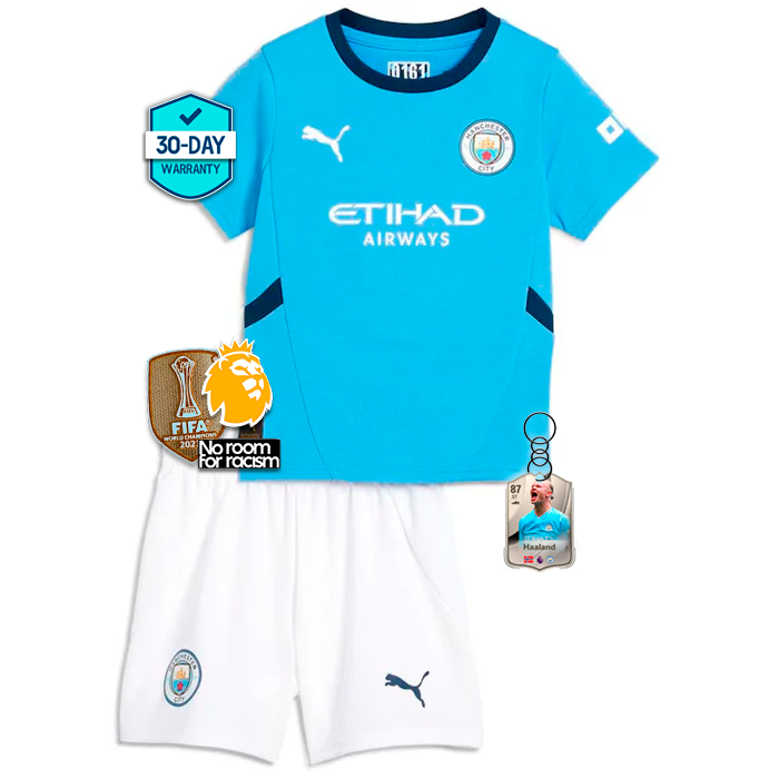 Kids Manchester City Home Kit 2024/2025 - White Blue